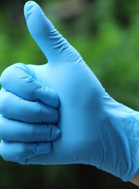 新款 加厚蓝丁腈防滑手套The disposable nitrile butadiene glov
