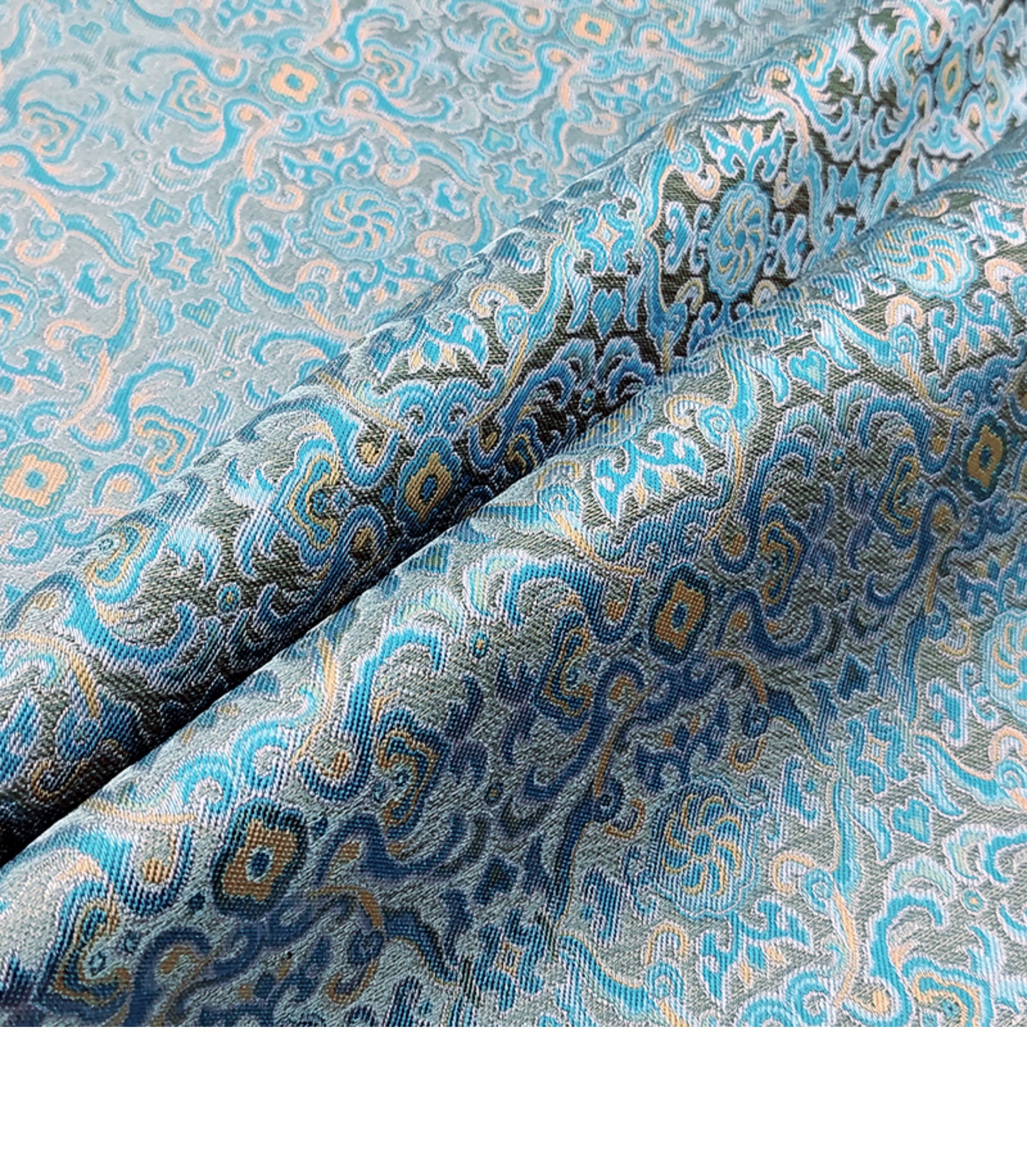 卷草纹38姆米宋锦100%桑蚕丝面料裙子旗袍马甲上衣高档布料新款