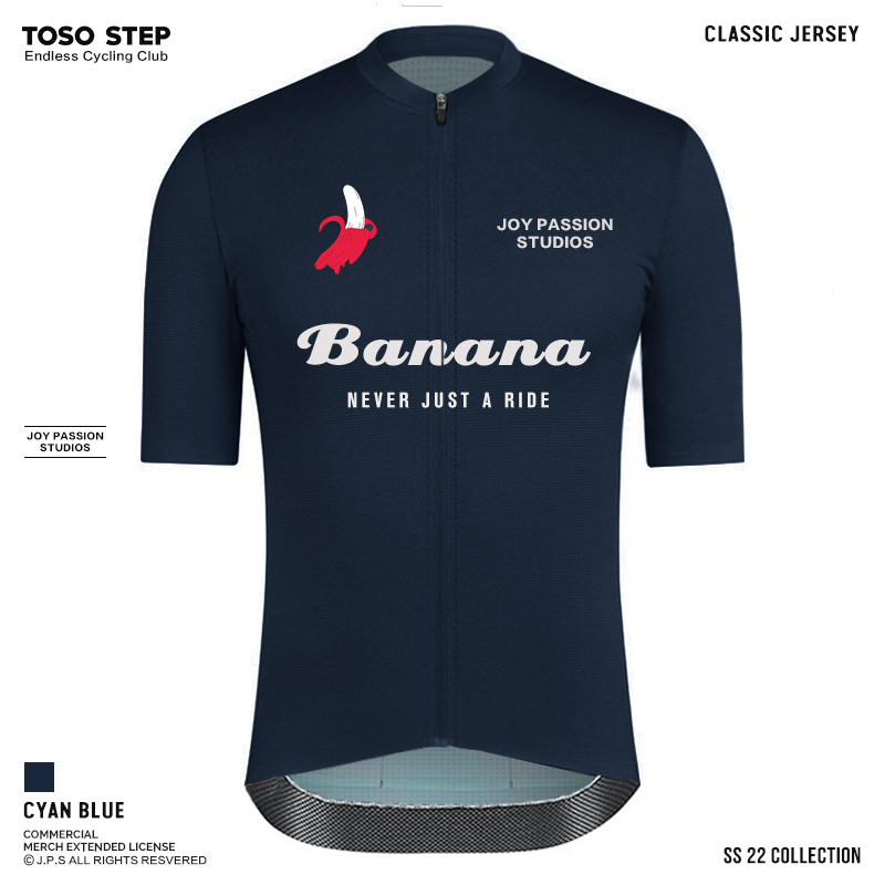 TOSO STEP 夏季深蓝红色香蕉BANANA短袖骑行服公路山地自行车上衣