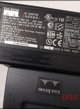 思科原装48V0.2A电源适配器 变压器 AIR-PWRINJ 网口AP电源线