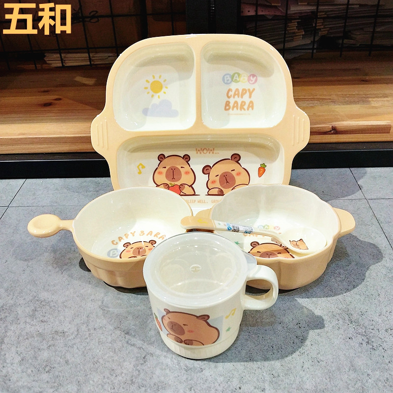 五和儿单卡通餐具宝宝水杯吃饭碗