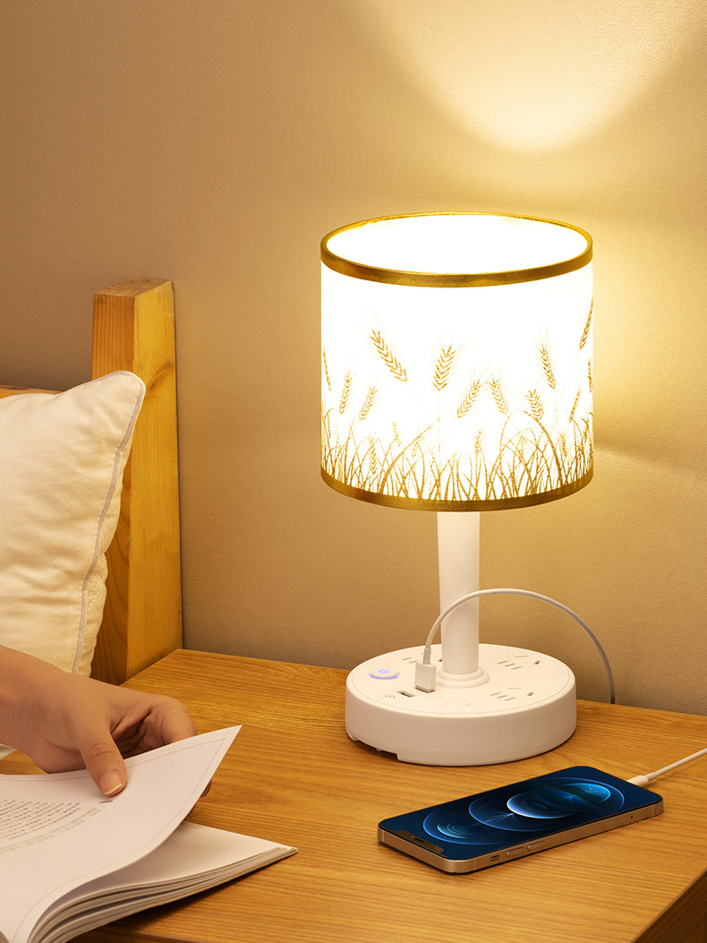 创意装饰台灯插座一体式卧室床头灯高级感轻奢颜值护眼睡眠小夜灯