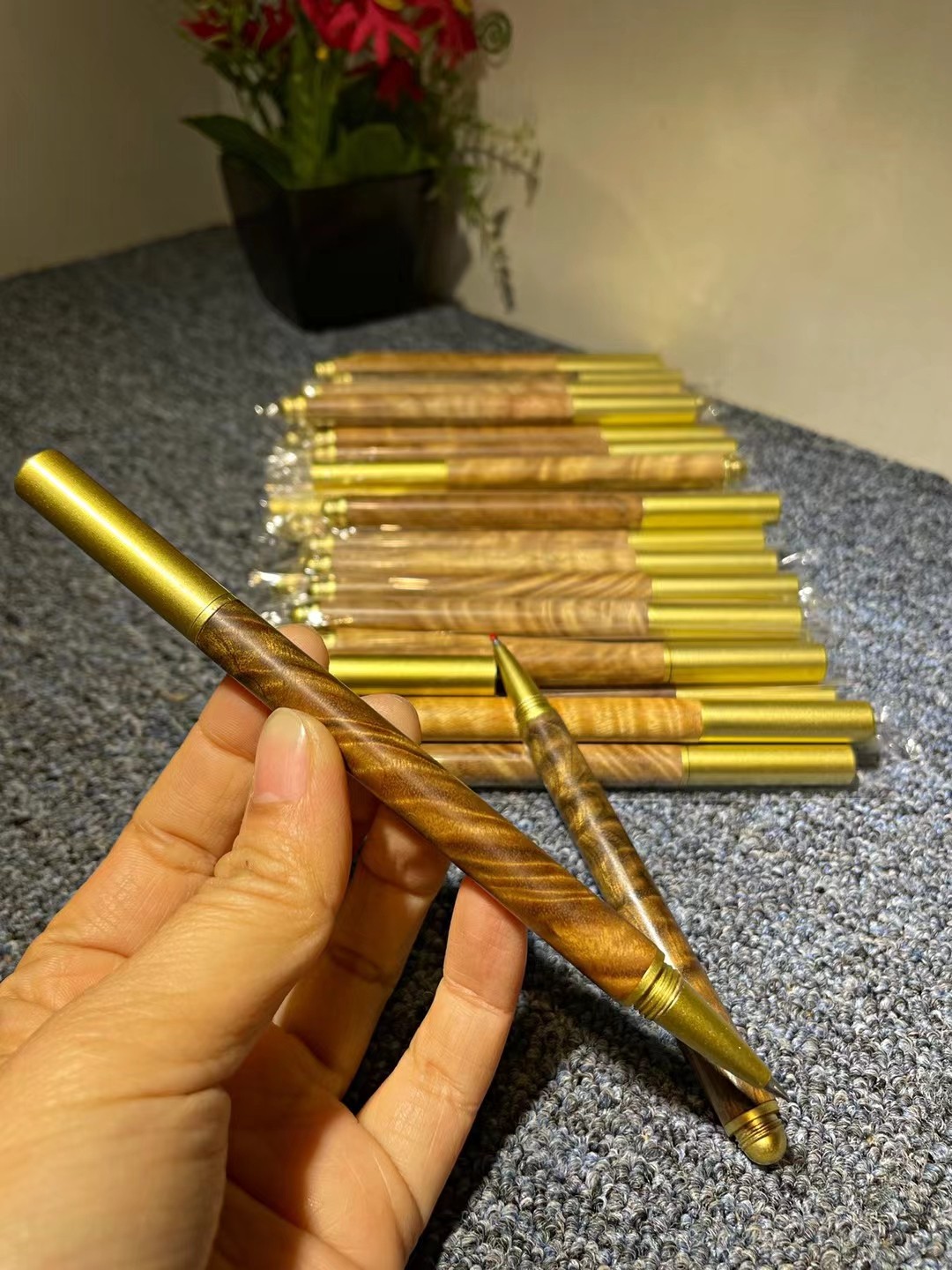 金丝楠阴沉木水波实木签字笔水笔圆珠笔中性笔教师节纪念生日礼物