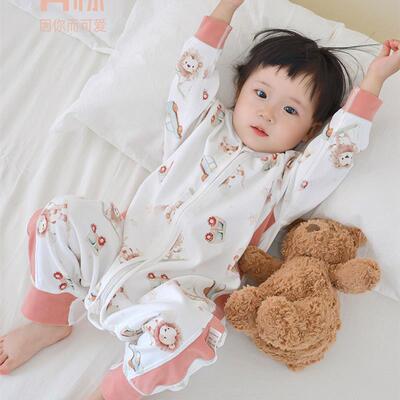 The baby sleeps in a sleeping bag and the whole cotton baby