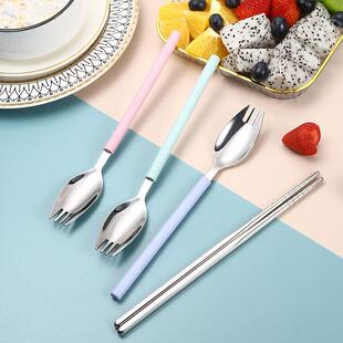 304 stainless steel with a two-fold fork, a spooned chopstic