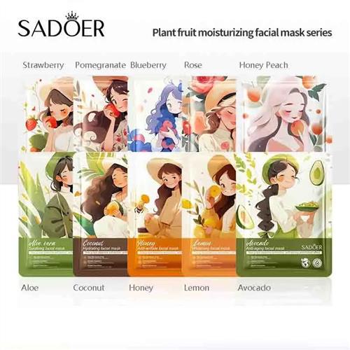 10pcs Fruits Facial Masks for Face Moisturizing Brightening