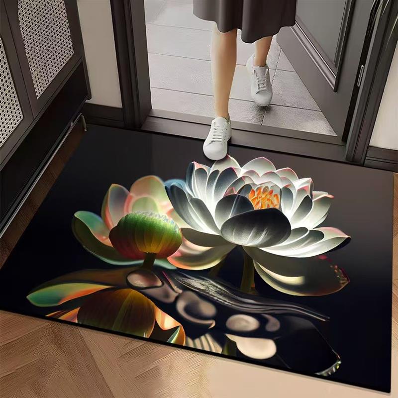 Silicon mackerel 3D flower bathroom, water-sucking foot-stam