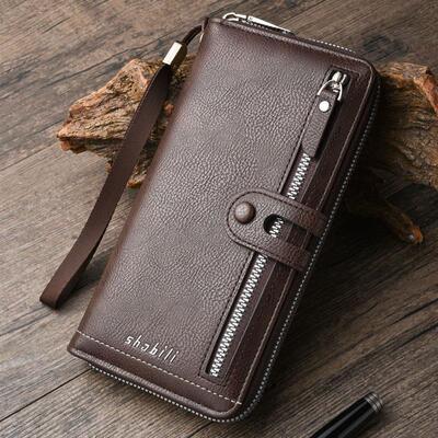 A long mans purse with a multi-carat recreational zipper fo