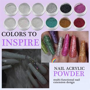 A nail kit full of millers with multi-coloured powdered nail