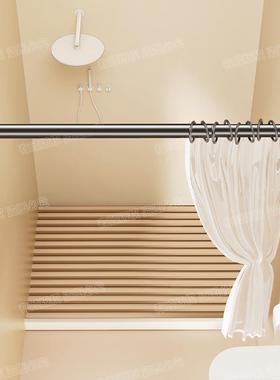 Insorted bathing curtains are used in the bathrooms to keep