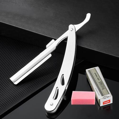 An old razor with a hand-drawn male lady shaved and shaved h