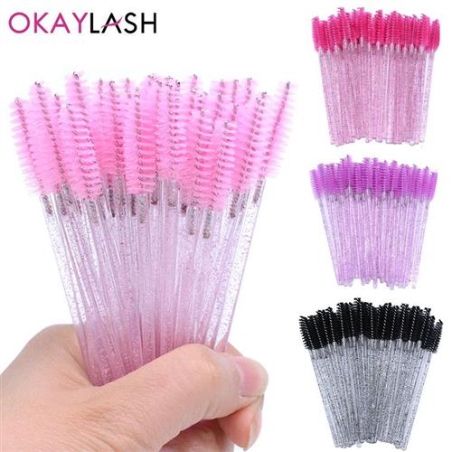 50Pcs Disposable Micro Glitter Eyelash Mascara Wands Mini Cr