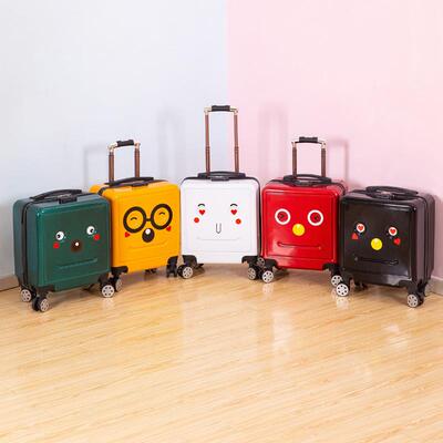 Twenty suitcases of carton robot children with a smiley face