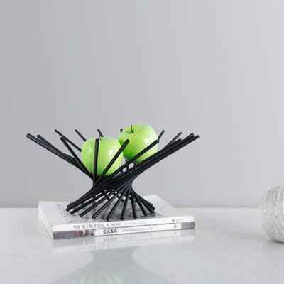 A collection of decorative plates at the dining room table a