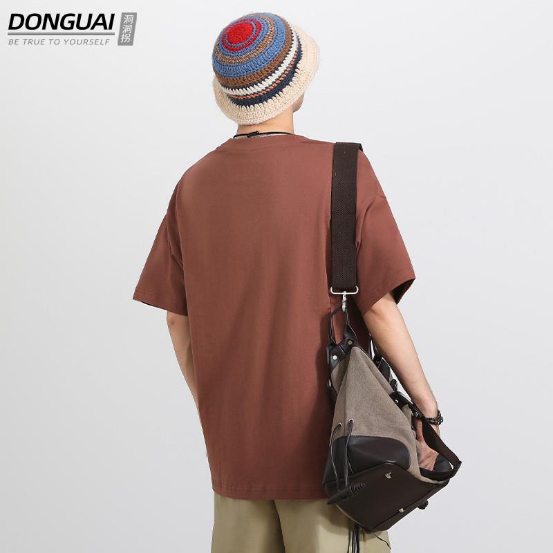 Summer Brick Red T-shirt with a high-sense male letter on 20