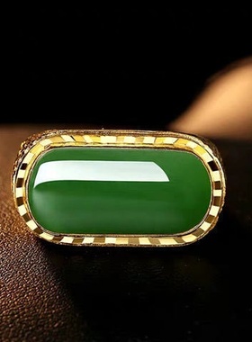出口欧美跨境外贸越南越南沙金长条玉髓戒指帝王绿仿黄金男士首饰