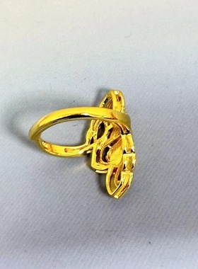 出口欧美跨境外贸跨境欧美金色羽毛戒指越南沙金三凤羽开口指环