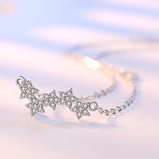 流行饰品外贸轻奢银饰国潮相连爱情星星闪亮时尚项链 女 生日礼物