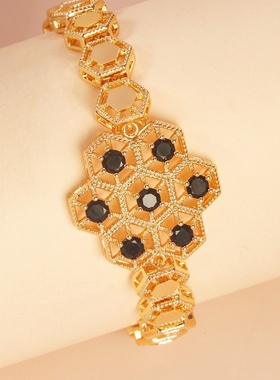 欧美跨境外贸跨进欧美热销首饰品时尚流行蜂巢六边形手链ins手饰