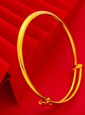 跨境外贸越南沙金饰品圆肚光面手镯女轻奢感久不掉色蛇肚推拉手环