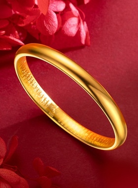 欧美跨境外贸沙金饰品莲花心经手镯女古法传承手环仿黄金镯子手饰