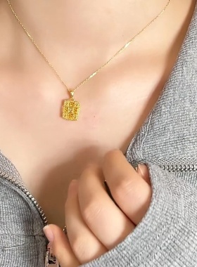 出口欧美跨境外贸沙金饰品心花怒放吊坠项链轻奢小众设计感饰品