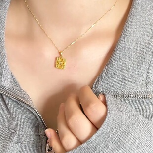 出口欧美跨境外贸沙金饰品心花怒放吊坠项链轻奢小众设计感饰品