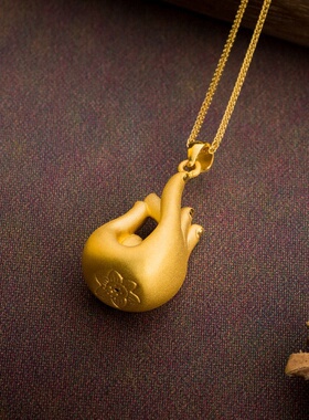 欧美跨境外贸沙金首饰品莲花佛手吊坠女士平安扣项坠佛牌仿黄金