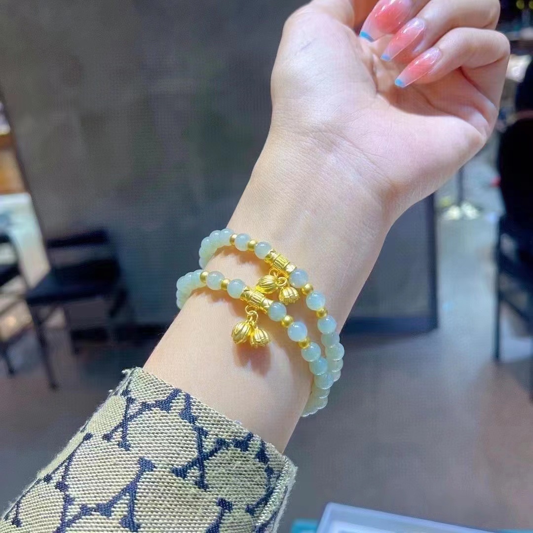 欧美跨境外贸沙金饰品手饰两世欢和田玉手串红玛瑙手链女士感手饰