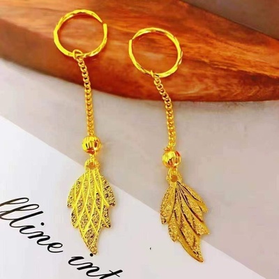 欧美跨境外贸越南沙金耳环女铜合金耳钉爆款时尚耳饰仿黄金首饰