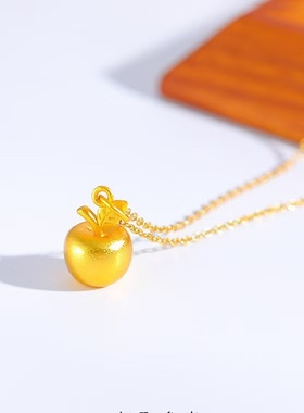 越南沙金首饰品平安果项链轻奢小众女首饰平安夜苹果吊坠圣诞礼物