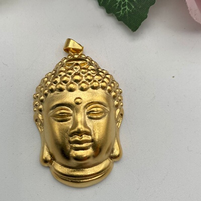 欧美跨境外贸越南沙金大佛头吊坠佛像项坠 黄铜镀金项坠挂饰沙金