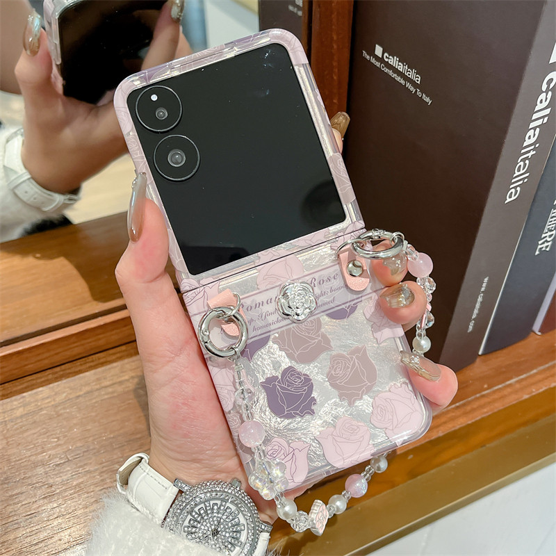 适用小米MIX Flip手机壳新款MIXFlip折叠屏锡纸纹软胶MIXFlip全包防摔MIXFlip玫瑰花高级感双头手链女保护套