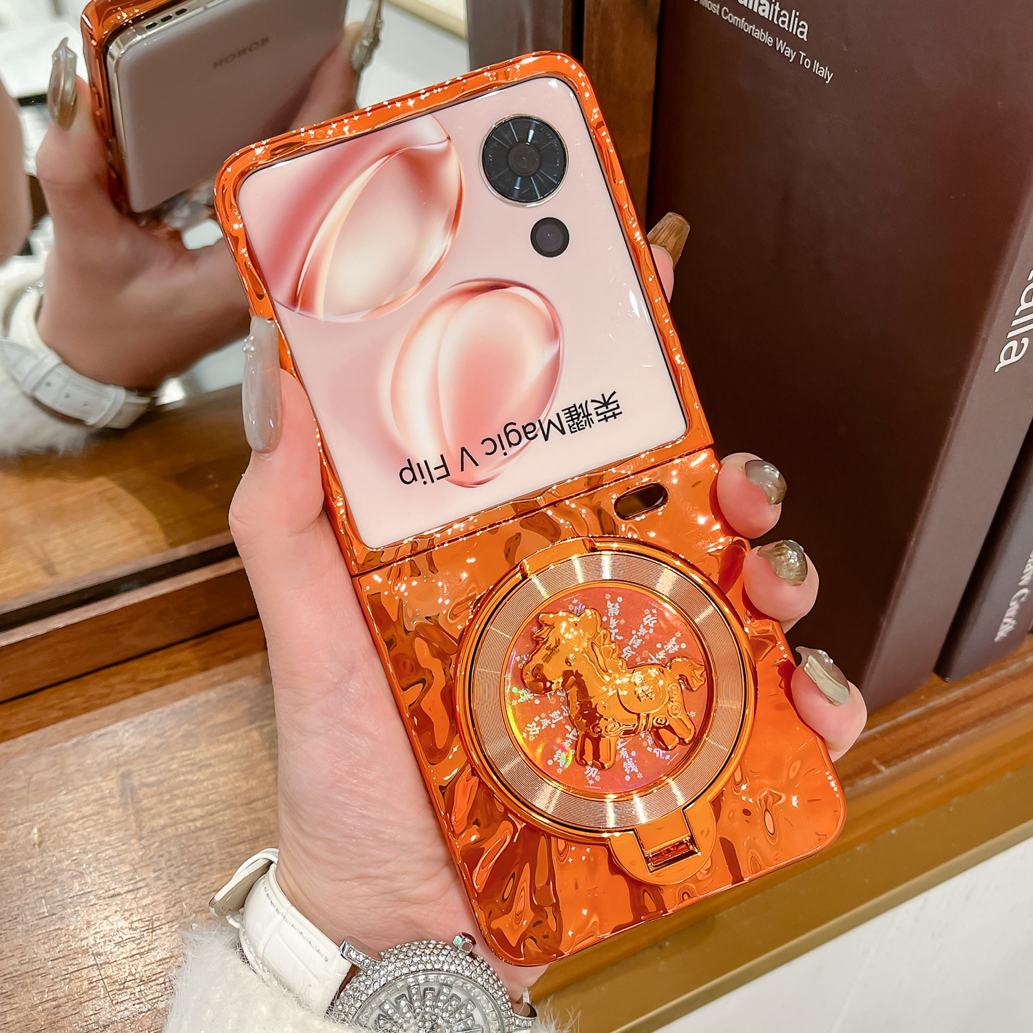 折叠屏支架硬壳防摔手提链保护套