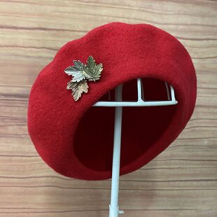 秋冬女帽子羊毛贝雷帽女韩版潮英伦时尚英文字母蓓蕾帽毛呢画家帽