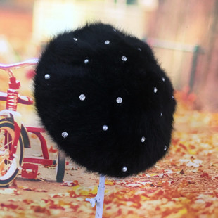 韩版潮新款羊毛贝雷帽子秋冬帽女毛呢画家帽洋气百搭水钻女帽特价