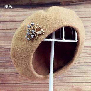 韩版潮秋冬女帽子毛呢英伦贝雷帽羊绒毛线复古画家帽羊毛蓓蕾帽女