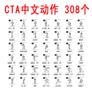 CTA角色动作沙雕动画人物G3人物模型CTA中文精选动作库308款