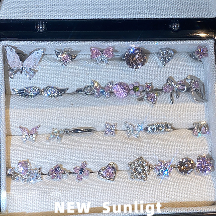 NEW Sunlight爆闪粉色迷你耳钉养耳洞耳骨钉钛钢耳蜗钉甜酷风耳饰