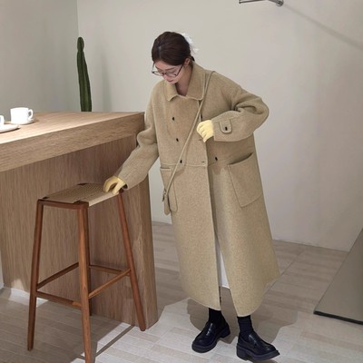 简约双面羊毛大衣宽松加厚保暖