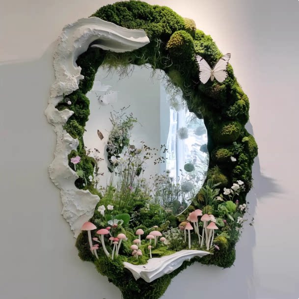 苔藓镜子仿真青苔植物diy微景观全身镜改造打卡拍照绿植美陈布景图片