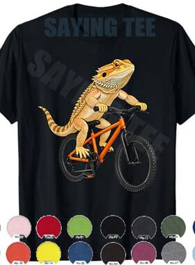 Funny Bearded Dragon on A Bicycle Cycling T-Shirt Boys Fashi