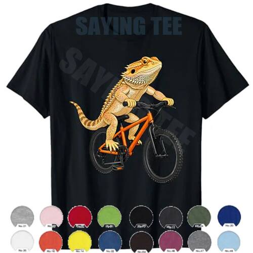 Funny Bearded Dragon on A Bicycle Cycling T-Shirt Boys Fashi