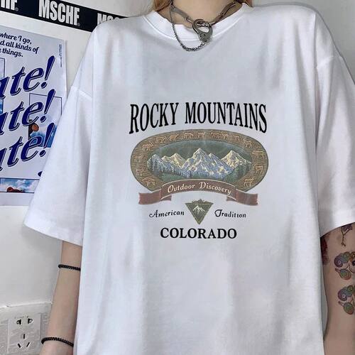 Hot Vintage Rocky Mountains Colorado Print Short Sleeve T Sh