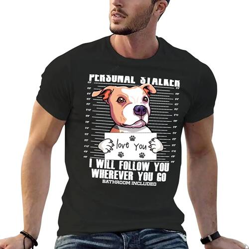Stalker Pitbull Dog Cartoon T-Shirt boys animal print graphi