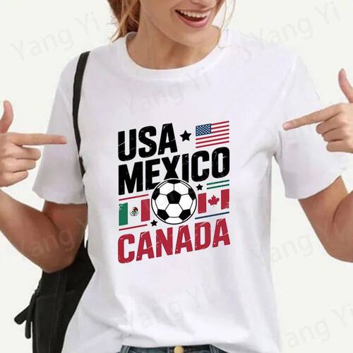Usa Mexico Canada Football Printing T-shirt Fashion Unisex S