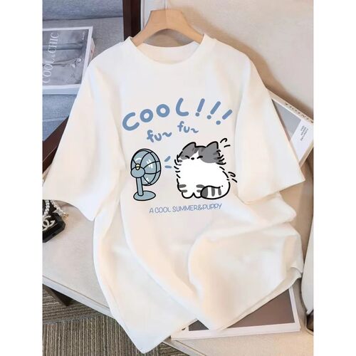 Stylish Unique Cool Cat Fans Short Sleeve T Shirt for Women