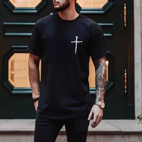 Faith Cross Printed Men's T-Shirts Clothes Christian Tops Te