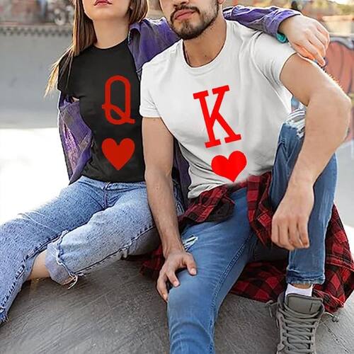 Playing Card K and Q of Hearts Couple Shirt His and Hers Mat