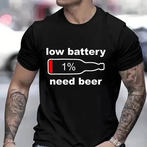 Men's Street Wear T-shirts Need Beer Graphic Tee Shirt Homme